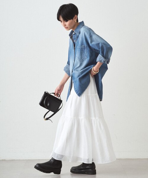 LOUNGEDRESS（ラウンジドレス）の「オーガンジーティアードスカート（スカート・レディース・オフホワイト・FREE）」の4枚目の写真