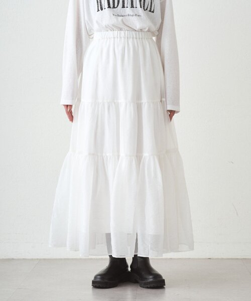 LOUNGEDRESS（ラウンジドレス）の「オーガンジーティアードスカート（スカート・レディース・オフホワイト・FREE）」の19枚目の写真