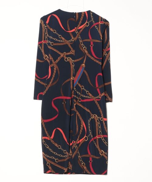 LAUREN RALPH LAUREN(ローレン ラルフ ローレン)の「プリント ジャージー スリークォータースリーブ ドレス(ワンピース・レディース・ネイビー系1・0/2)」の7枚目の写真