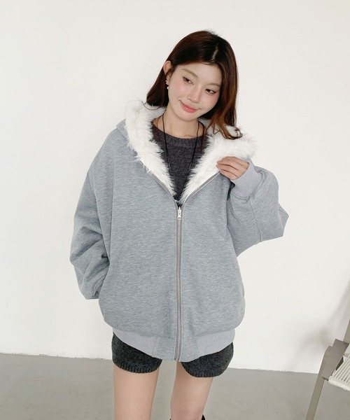 by LEGNA(バイレグナ)の「【2WAY】リバーシブルフェイクファーパーカー(その他アウター・レディース・モカ/グレー・LARGE/MEDIUM)」の6枚目の写真
