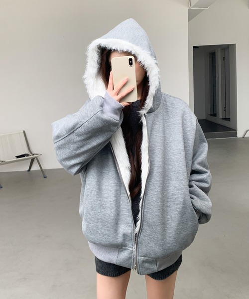 by LEGNA(バイレグナ)の「【2WAY】リバーシブルフェイクファーパーカー(その他アウター・レディース・モカ/グレー・LARGE/MEDIUM)」の7枚目の写真