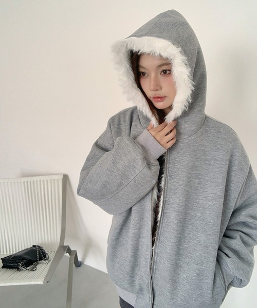 by LEGNA(バイレグナ)の「【2WAY】リバーシブルフェイクファーパーカー(その他アウター・レディース・モカ/グレー・LARGE/MEDIUM)」の8枚目の写真