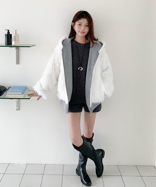 by LEGNA(バイレグナ)の「【2WAY】リバーシブルフェイクファーパーカー(その他アウター・レディース・モカ/グレー・LARGE/MEDIUM)」の13枚目の写真