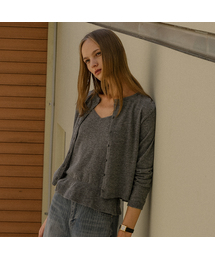 Two-way frill cardigan set [KNFW02CD02]_Gray