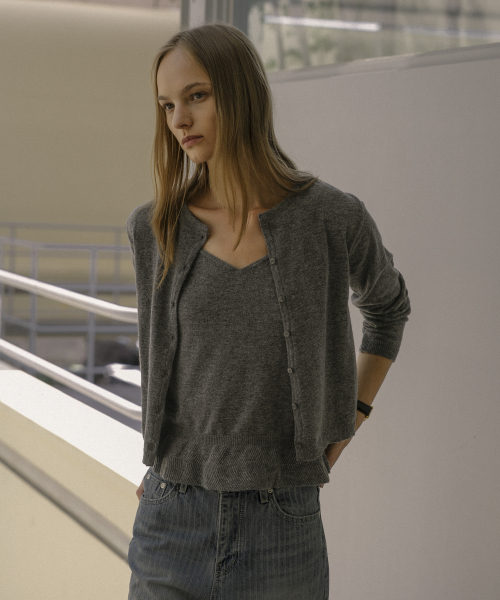 KNOWNBETTER（ノウンベター）の「Two-way frill cardigan set [KNFW02CD02]_Gray（カーディガン/ボレロ・レディース・チャコールグレー・FREE）」の4枚目の写真