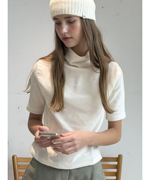 VELVET HALF NECK T-SHIRT - IVORY