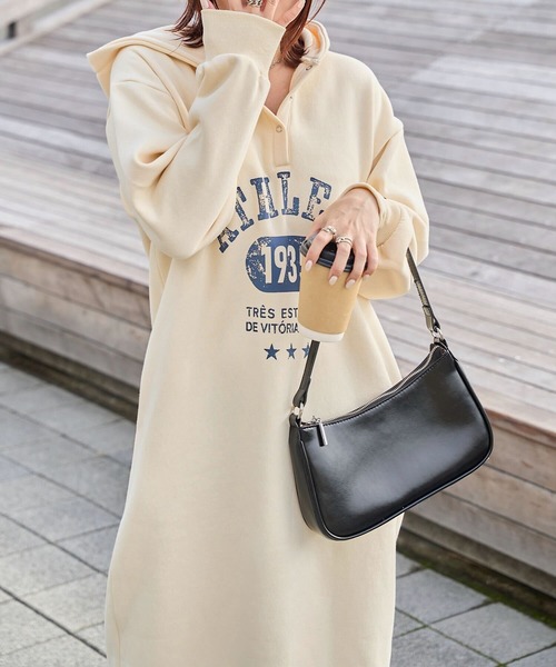 ATHLETA（アスレタ）の「［ athleta ］裏起毛スウェットフーディワンピース（ワンピース・レディース・アイボリー/ネイビー/杢グレー・M）」の7枚目の写真