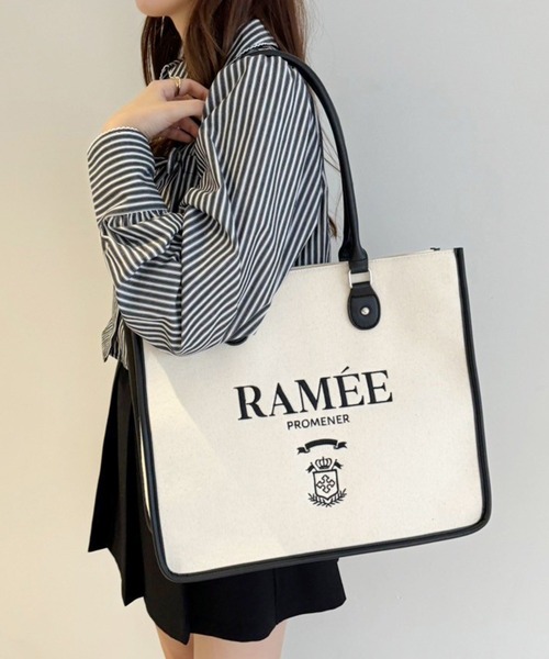 one after another NICE CLAUP(ワンアフターアナザーナイスクラップ)の「【WEB限定】刺繍入りトリミングトートバッグ(トートバッグ・レディース・ブラック/アイボリー/ホワイト系その他・FREE)」の4枚目の写真