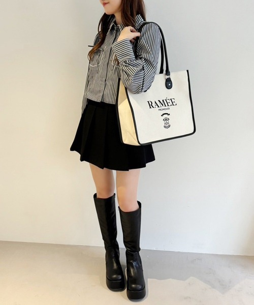 one after another NICE CLAUP(ワンアフターアナザーナイスクラップ)の「【WEB限定】刺繍入りトリミングトートバッグ(トートバッグ・レディース・ブラック/アイボリー/ホワイト系その他・FREE)」の5枚目の写真