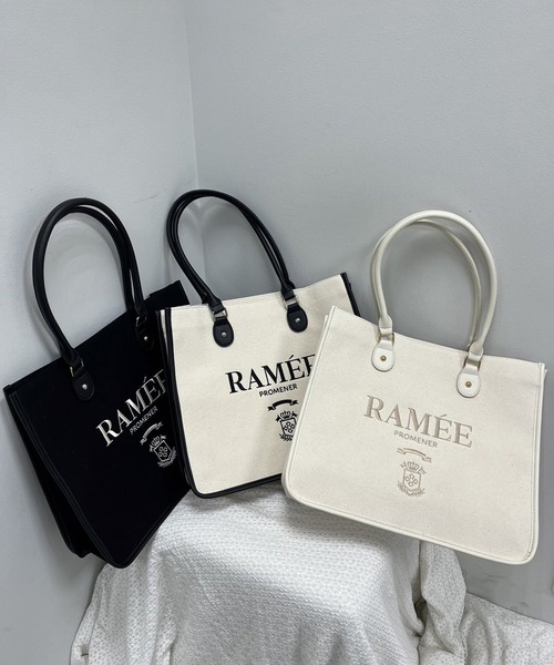 one after another NICE CLAUP(ワンアフターアナザーナイスクラップ)の「【WEB限定】刺繍入りトリミングトートバッグ(トートバッグ・レディース・ブラック/アイボリー/ホワイト系その他・FREE)」の8枚目の写真