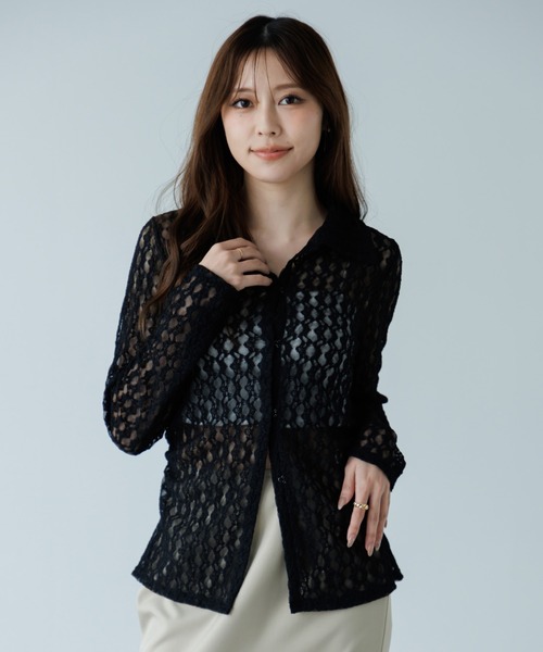 SENEE(セニー)の「front hook lace cardigan(フロントホックレースカーディガン)(カーディガン/ボレロ・レディース・アイボリー/ブラック・FREE)」の22枚目の写真