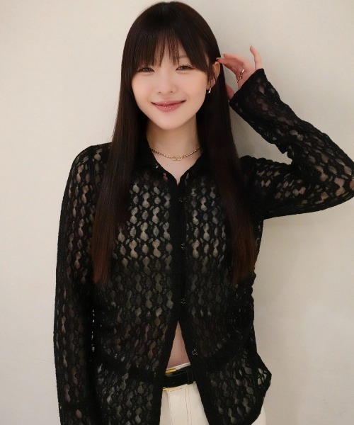 SENEE(セニー)の「front hook lace cardigan(フロントホックレースカーディガン)(カーディガン/ボレロ・レディース・アイボリー/ブラック・FREE)」の14枚目の写真