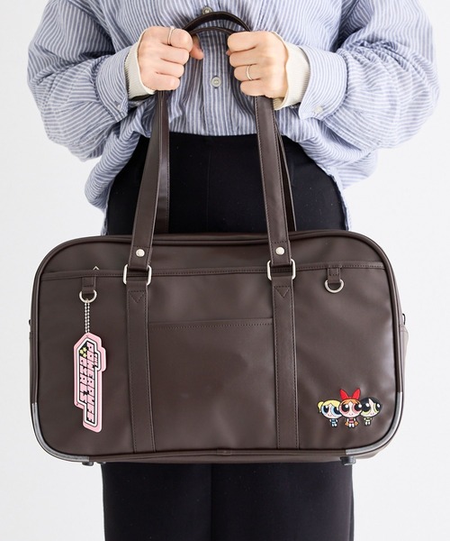 zucchero（ズッケロ）の「パワーパフガールズ パワパフ スクールバッグ スクバ 高校生 女子高生 ボストン型 カバン 大容量 合皮 学校 TPGSR-01（ショルダーバッグ・レディース・ブラウン/ブラック・FREE）」の3枚目の写真