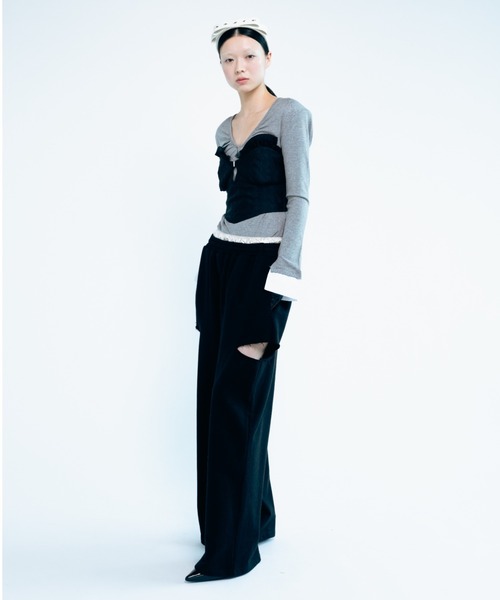 Carmelo(カーメロ)の「Cutout Sweat Wide Pants / カットアウトスウェットワイドパンツ(スウェットパンツ・レディース・グレー/ブラック/ネイビー・FREE)」の20枚目の写真