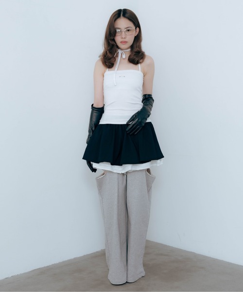 Carmelo(カーメロ)の「Cutout Sweat Wide Pants / カットアウトスウェットワイドパンツ(スウェットパンツ・レディース・グレー/ブラック/ネイビー・FREE)」の15枚目の写真