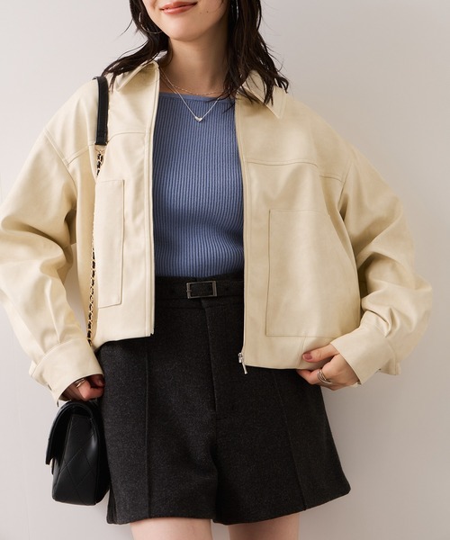 セール】アウトポケット合皮ブルゾン（ブルゾン）｜VIS（ビス）の