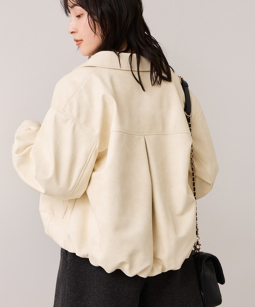 VIS（ビス）の「アウトポケット合皮ブルゾン（ブルゾン・レディース・ブラック/クリーム・FREE）」の14枚目の写真