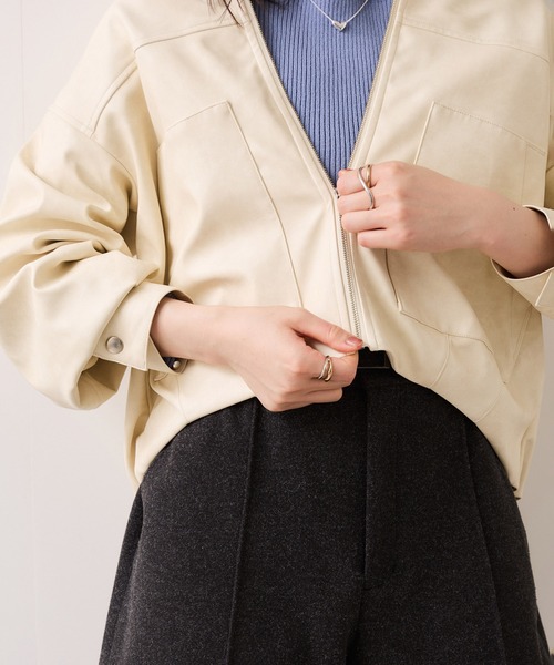 VIS（ビス）の「アウトポケット合皮ブルゾン（ブルゾン・レディース・ブラック/クリーム・FREE）」の15枚目の写真