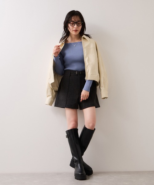 VIS（ビス）の「アウトポケット合皮ブルゾン（ブルゾン・レディース・ブラック/クリーム・FREE）」の16枚目の写真