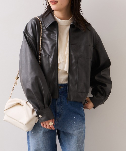 VIS（ビス）の「アウトポケット合皮ブルゾン（ブルゾン・レディース・ブラック/クリーム・FREE）」の20枚目の写真