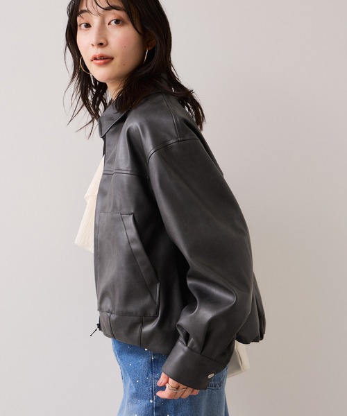 VIS（ビス）の「アウトポケット合皮ブルゾン（ブルゾン・レディース・ブラック/クリーム・FREE）」の21枚目の写真