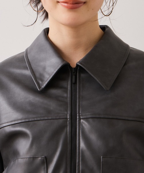 VIS（ビス）の「アウトポケット合皮ブルゾン（ブルゾン・レディース・ブラック/クリーム・FREE）」の9枚目の写真