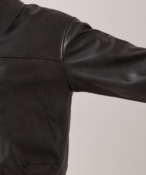 VIS（ビス）の「アウトポケット合皮ブルゾン（ブルゾン・レディース・ブラック/クリーム・FREE）」の10枚目の写真