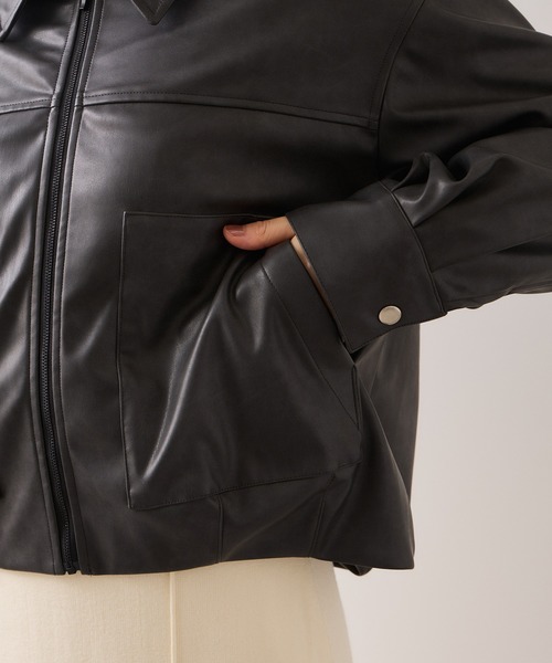 VIS（ビス）の「アウトポケット合皮ブルゾン（ブルゾン・レディース・ブラック/クリーム・FREE）」の13枚目の写真