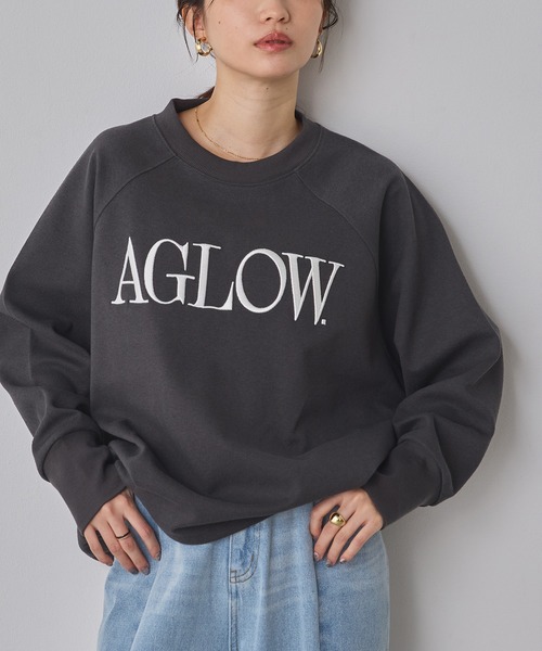 hunch(ハンチ)の「ブークレ 刺繍ロゴオーバートップス(Tシャツ/カットソー・レディース・ライム/チャコール/オフホワイト・FREE)」の1枚目の写真