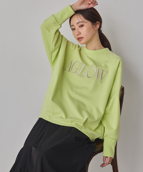 hunch(ハンチ)の「ブークレ 刺繍ロゴオーバートップス(Tシャツ/カットソー・レディース・ライム/チャコール/オフホワイト・FREE)」の10枚目の写真