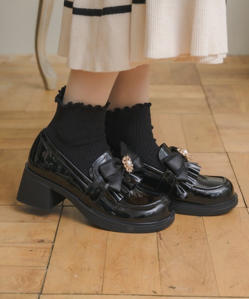 couture BY ROJITA(クチュールバイロジータ)の「ローヒールビジュリボンローファー(ローファー・レディース・ブラック・36/37/38)」の6枚目の写真