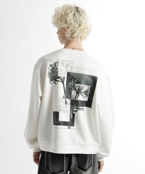 HARE(ハレ)の「フラワーコラージュバックプリントスウェット(HARE)(スウェット・メンズ・ブルー/グレー/ブラック/ホワイト・SMALL/MEDIUM)」の19枚目の写真