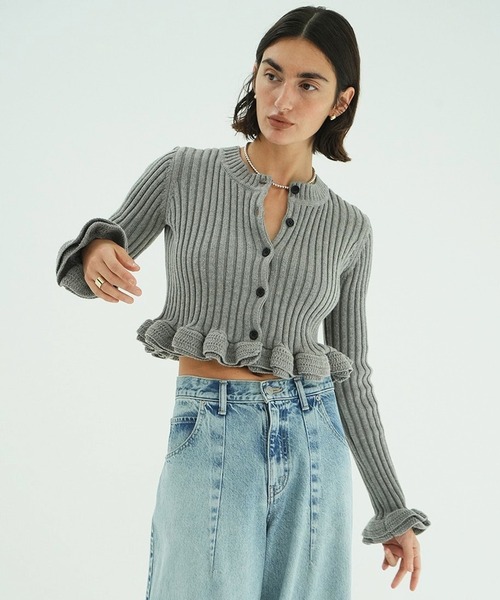 W FACE SHORT FRILLED KNIT TOPS（ニット/セーター）｜CLANE（クラネ