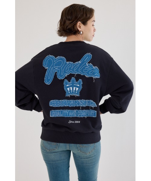 セール】ロゴデニムパッチスウェットトップス（スウェット）｜RODEO