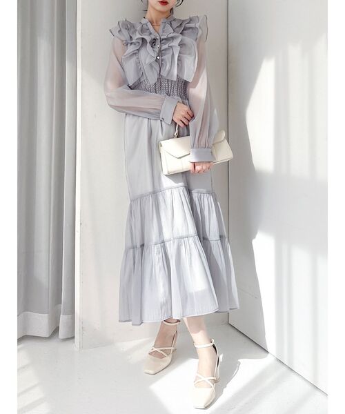 dazzlin（ダズリン）の「エアリーシャツワンピース（ワンピース・レディース・ピンク/アイボリー/グレー・MEDIUM/SMALL）」の2枚目の写真