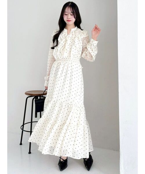 新品タグ付き　ダズリン　エアリーシャツワンピース　ドット セール】エアリーシャツワンピース（ワンピース）｜dazzlin（ダズリン