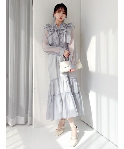 dazzlin（ダズリン）の「エアリーシャツワンピース（ワンピース・レディース・ピンク/アイボリー/グレー・MEDIUM/SMALL）」の13枚目の写真