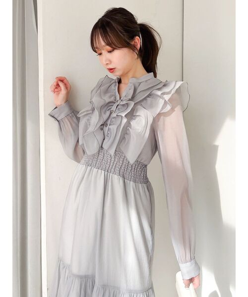 dazzlin（ダズリン）の「エアリーシャツワンピース（ワンピース・レディース・ピンク/アイボリー/グレー・MEDIUM/SMALL）」の14枚目の写真