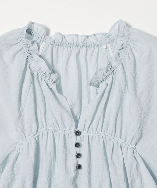 EMMEL REFINES(エメルリファインズ)の「<EMMEL REFINES>EM フリルギャザー キーネック ブラウス(シャツ/ブラウス・レディース・オフホワイト/ライトブルー/ライム・FREE)」の5枚目の写真