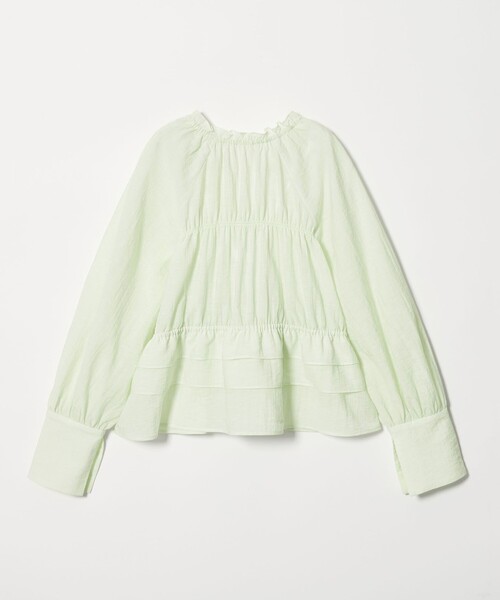 EMMEL REFINES(エメルリファインズ)の「<EMMEL REFINES>EM フリルギャザー キーネック ブラウス(シャツ/ブラウス・レディース・オフホワイト/ライトブルー/ライム・FREE)」の12枚目の写真
