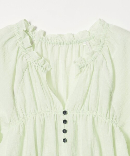 EMMEL REFINES(エメルリファインズ)の「<EMMEL REFINES>EM フリルギャザー キーネック ブラウス(シャツ/ブラウス・レディース・オフホワイト/ライトブルー/ライム・FREE)」の13枚目の写真