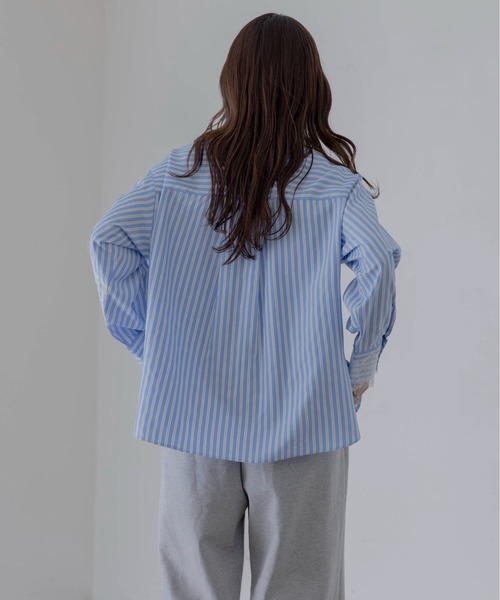 Eimee Law（エイミーロウ）の「レースラインストライプシャツ（シャツ/ブラウス・レディース・ブルー/イエロー・FREE）」の11枚目の写真
