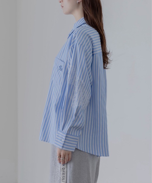 Eimee Law（エイミーロウ）の「レースラインストライプシャツ（シャツ/ブラウス・レディース・ブルー/イエロー・FREE）」の15枚目の写真