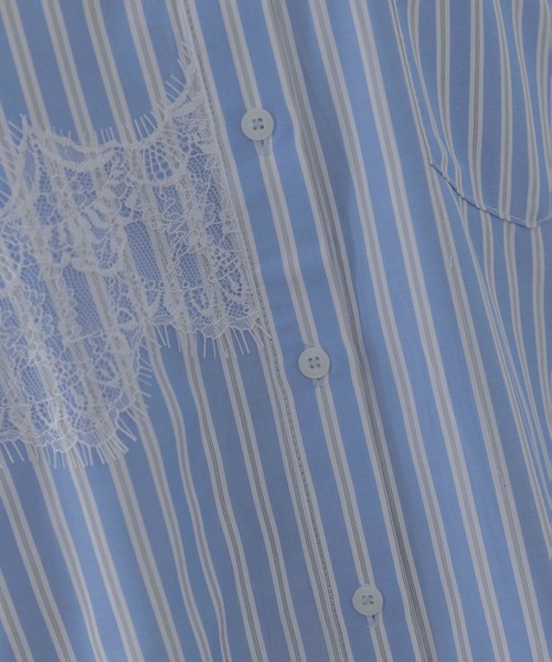 Eimee Law（エイミーロウ）の「レースラインストライプシャツ（シャツ/ブラウス・レディース・ブルー/イエロー・FREE）」の19枚目の写真
