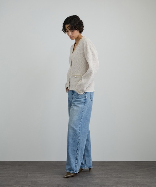 SALON adam et rope'（サロン アダム エ ロペ）の「ツイーディーニットカーディガン（カーディガン/ボレロ・レディース・オフホワイト/ブルー系その他4・FREE）」の6枚目の写真