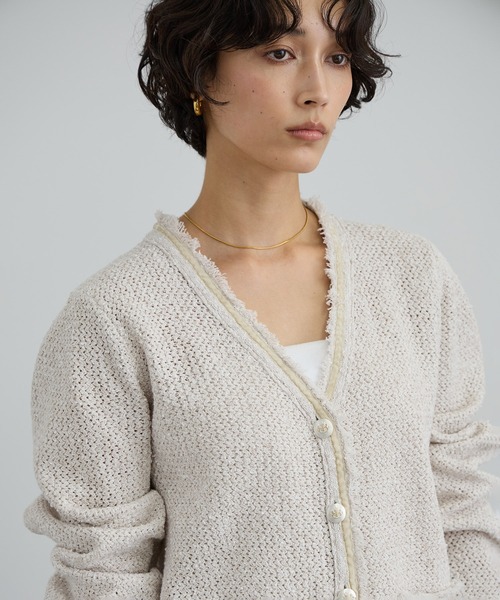 SALON adam et rope'（サロン アダム エ ロペ）の「ツイーディーニットカーディガン（カーディガン/ボレロ・レディース・オフホワイト/ブルー系その他4・FREE）」の8枚目の写真