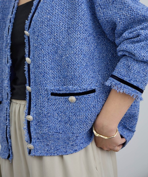 SALON adam et rope'（サロン アダム エ ロペ）の「ツイーディーニットカーディガン（カーディガン/ボレロ・レディース・オフホワイト/ブルー系その他4・FREE）」の12枚目の写真