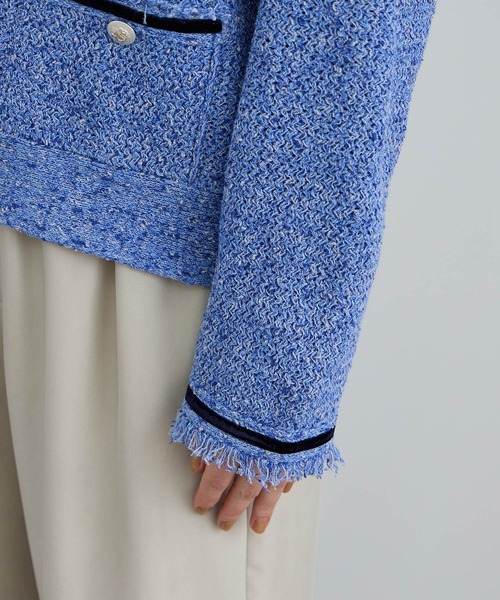 SALON adam et rope'（サロン アダム エ ロペ）の「ツイーディーニットカーディガン（カーディガン/ボレロ・レディース・オフホワイト/ブルー系その他4・FREE）」の18枚目の写真