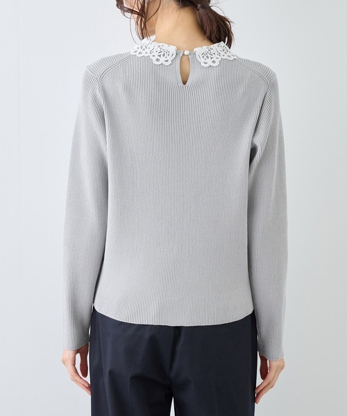 ROPE' PICNIC（ロペピクニック）の「レースカラーニット（ニット/セーター・レディース・ライトグレー/オフホワイト/ネイビー・S/M）」の9枚目の写真