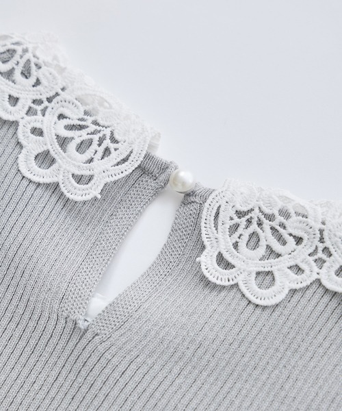 ROPE' PICNIC（ロペピクニック）の「レースカラーニット（ニット/セーター・レディース・ライトグレー/オフホワイト/ネイビー・S/M）」の15枚目の写真